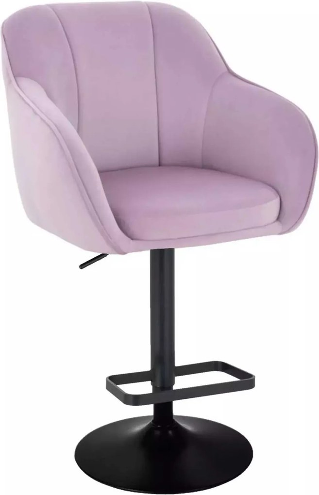 LuxuryForm DESIGN Barová stolička AVOLA VELUR na čiernom tanieri - levanduľa