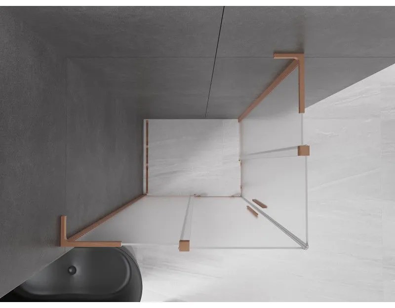 Mexen Velar L Duo, sprchový kút s posuvnými dverami 90 x 80 cm, 8mm sklo námraza, medená matná, 871-090-080-02-33-65