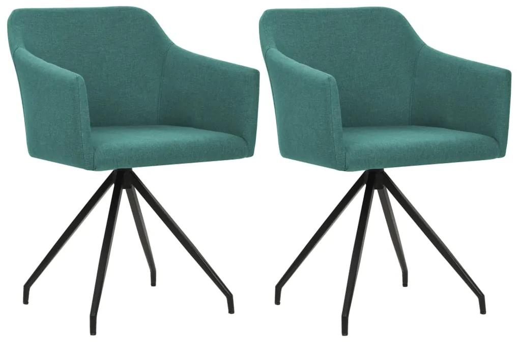 vidaXL Otočné jedálenské stoličky 2 ks, zelené, látka