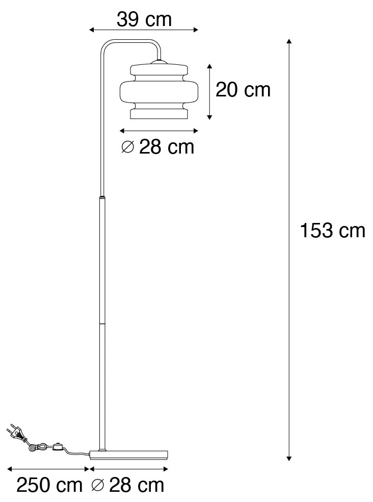 Retro stojaca lampa čierna so zeleným sklom - Denise