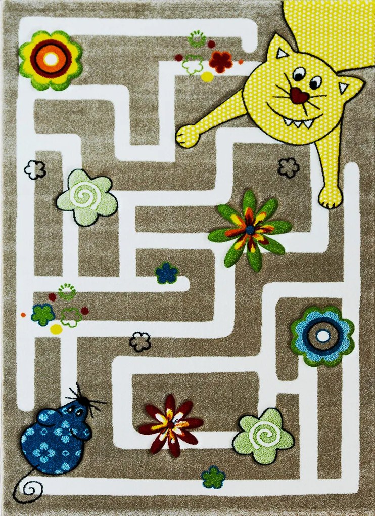 Detský koberec Smart Kids 22303 béžový – bludisko, obdĺžnik Rozmer: 120x180 cm