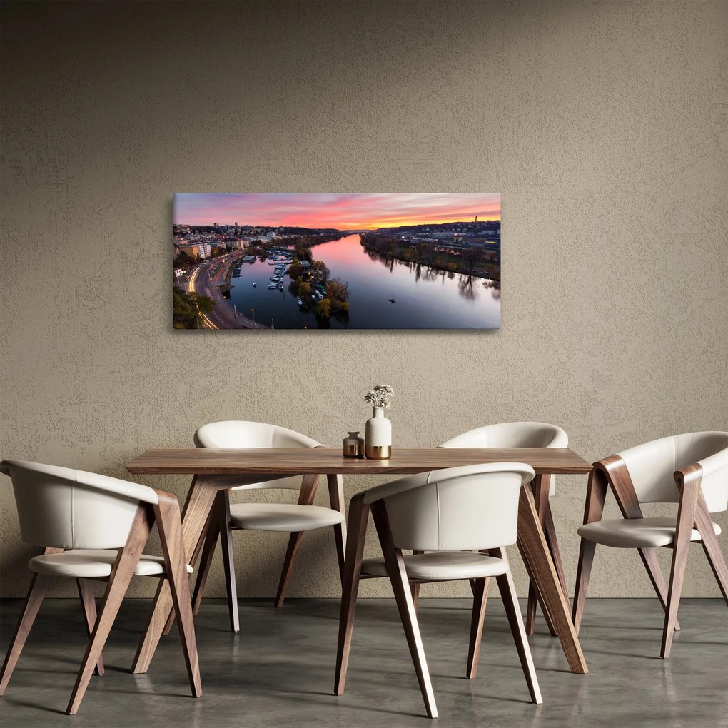 Obraz nočnej Prahy (120x50 cm)
