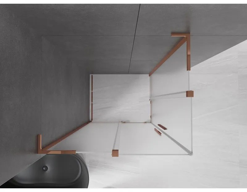 Mexen Velar L Duo, sprchový kút s posuvnými dverami 90 x 80 cm, 8mm sklo námraza, ružové zlato, 871-090-080-02-33-60