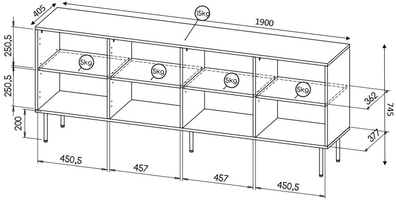 Cama Komoda Hole 4D čierna