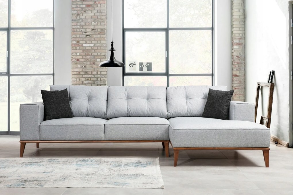 Rohová sedacia súprava Mountain (p) (Svetlá sivá)