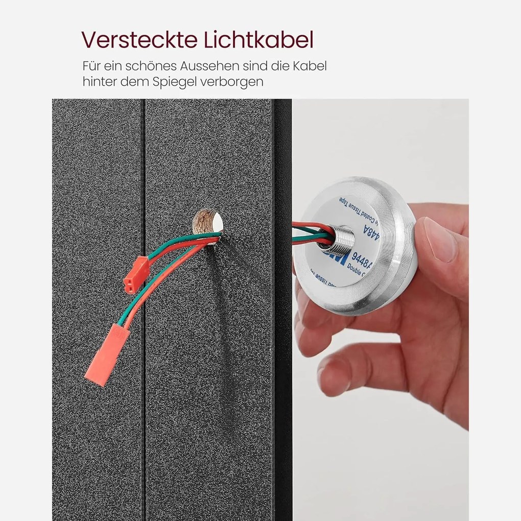 Toaletný stolík s LED osvetlením, nastaviteľný jas, so zásuvkami, čierny