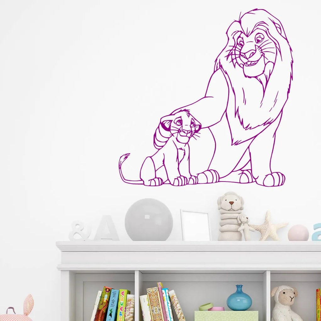 Veselá Stena Samolepka Mufasa a Simba Leví kráľ Farba: bílá, Veľkosť: 80 x 81 cm