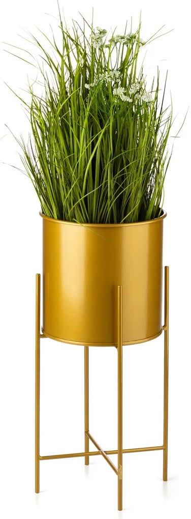 KOVOVÝ KVETINÁČ SO STOJANOM GOLDEN 55X21 CM ZLATÁ