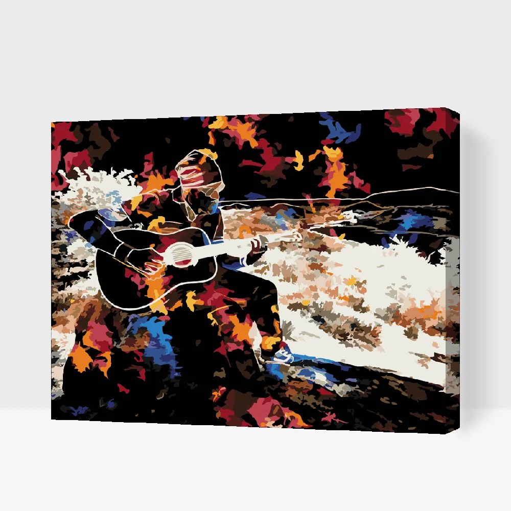 Gario Maľovanie podľa čísel Gitarista Rozmery: 100 x 80 cm, Rámovanie: S vnútorným rámom