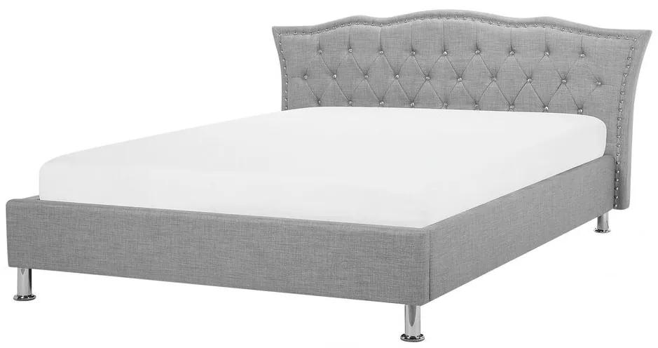 Čalúnená posteľ 140 x 200 cm sivá METZ Beliani