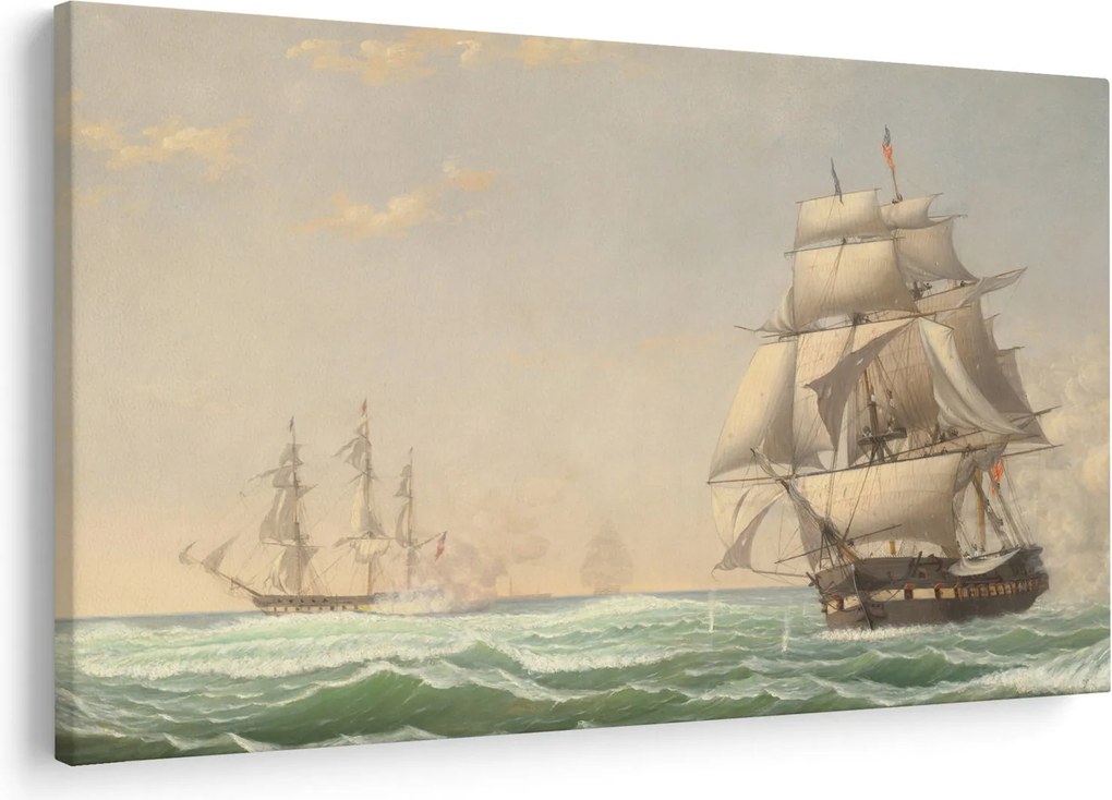 Obraz - Fitz Henry Lane, The United States Frigate President Engaging the British Squadron, reprodukcia (90x60 cm)