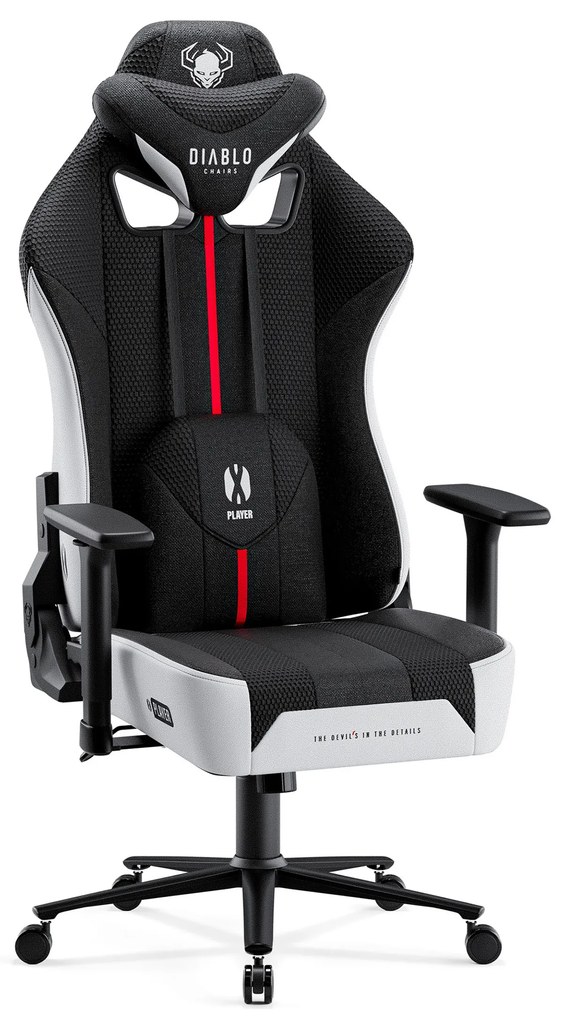 Látkové herné kreslo Diablo X-Player 2.0 Normal Size, bielo-čierne