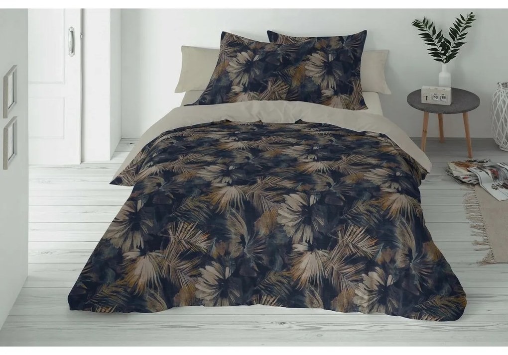 Obliečky zo zmesi bavlny a ľanu Vodné listy, 220 x 200 cm, 2 ks 70 x 80 cm