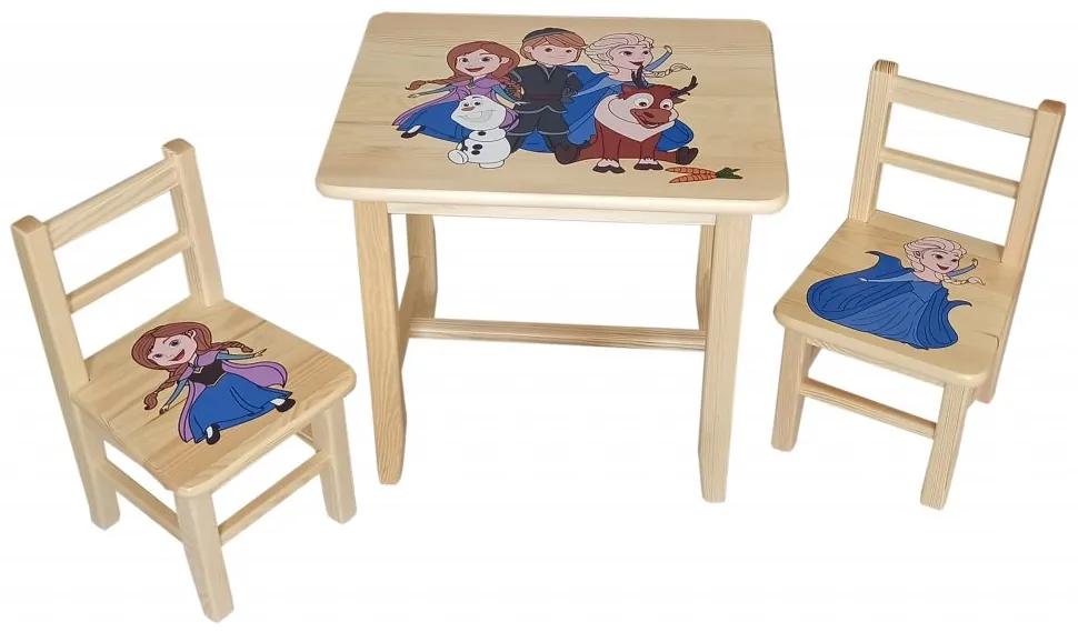ČistéDrevo Drevený detský stolček so stoličkami - Ľadové kráľovstvo