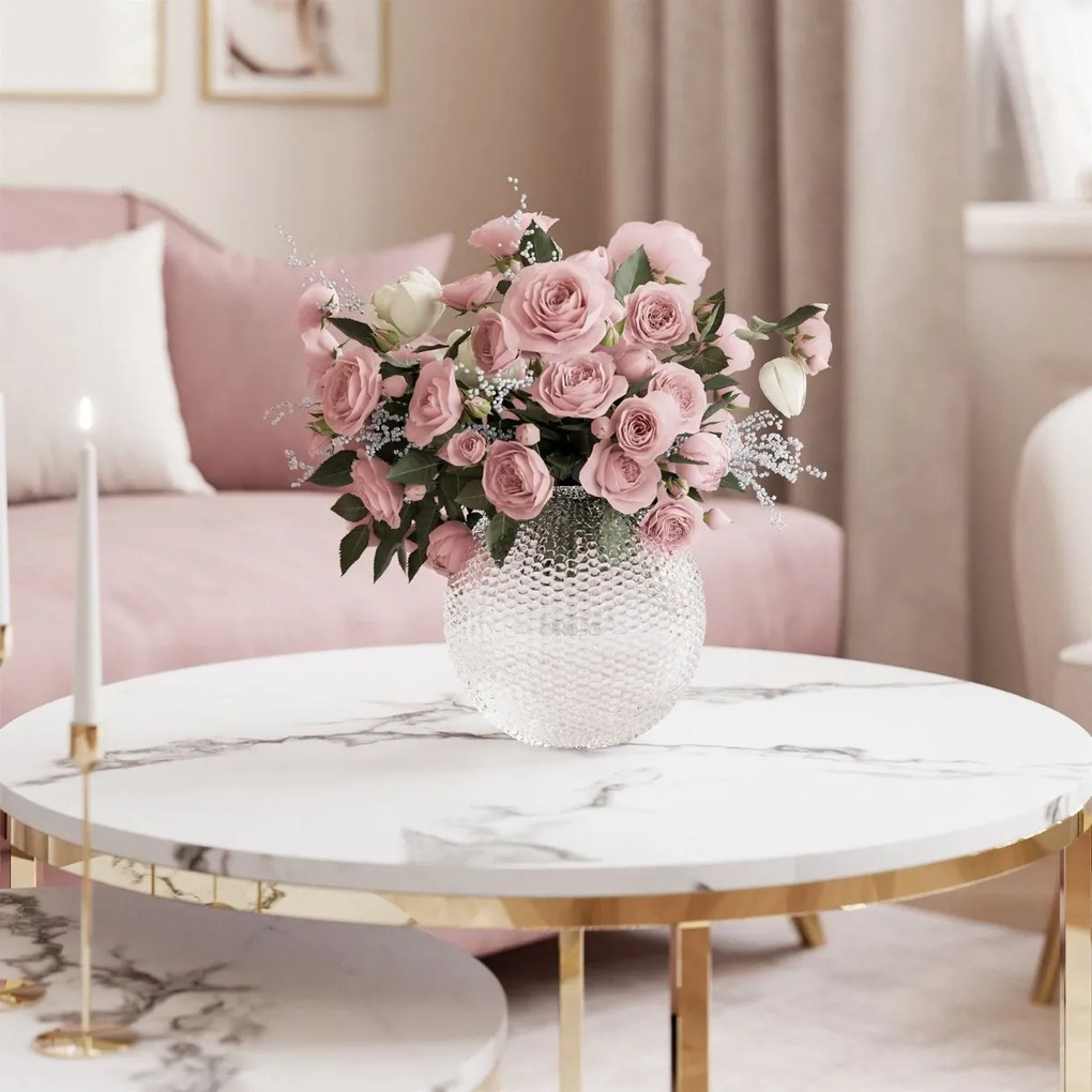 SADA KONFERENČNÝCH STOLÍKOV 2V1 SELMA MAX MRAMOR + ZLATÝ LESK