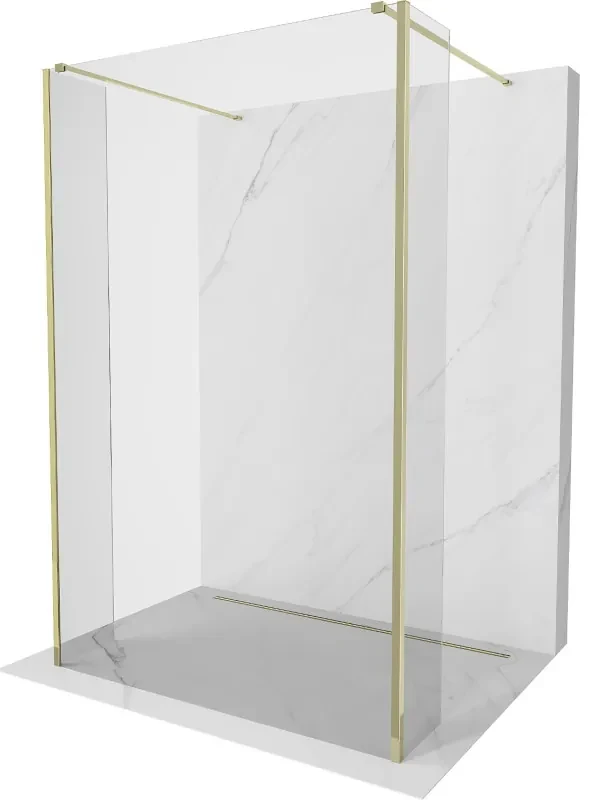 Mexen Kioto voľne stojaca sprchová stena 95 x 30 x 30 cm, transparentná, zlatá - 800-095-030-222-50-00-030