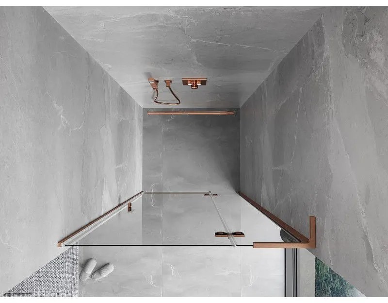 Mexen Mist-H L, 1-krídlové sprchové dvere pravé 100 cm, číre sklo, medený matný profil, 8A5L-100-000-65-00-P