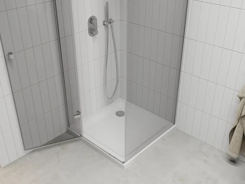 Mexen Roma, sprchovací kút 90 (dvere) x 90 (stena) cm, 6mm číre sklo, chrómový profil + slim sprchová vanička 5cm, 854-090-090-01-00-4010