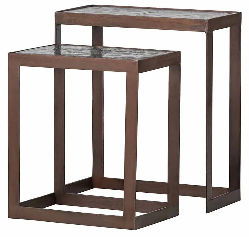 Sada 2 ks Príručný stolík Dia 47 × 42 × 21 / 40 × 35 × 23 cm