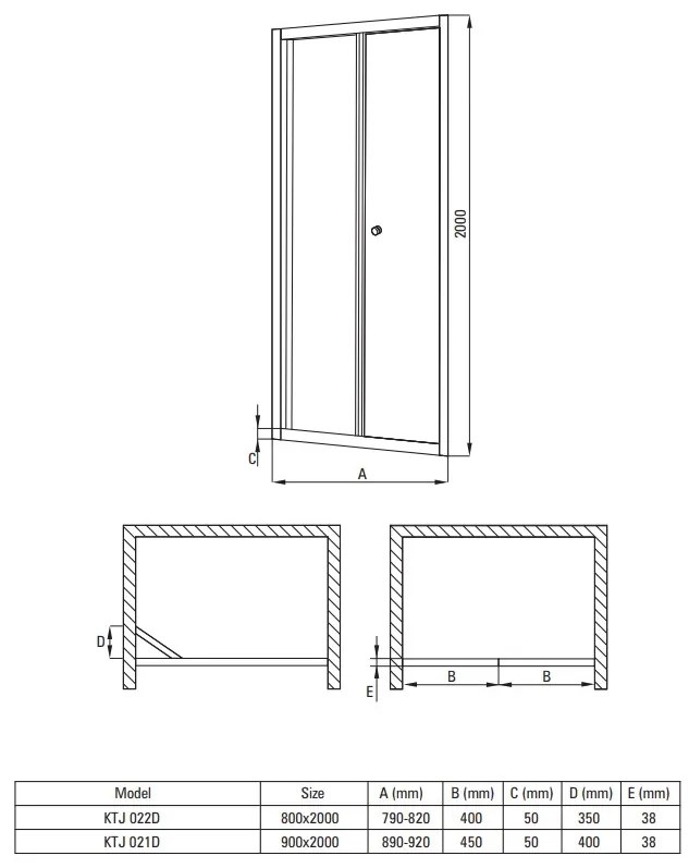 Deante Jasmin Plus, skladacie sprchové dvere 80x200 cm, 5mm číre sklo, chrómový profil, DEA-KTJ_022D