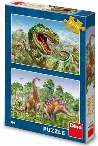 Dino Puzzle Súboj dinosaurov, 2x 48 dielikov