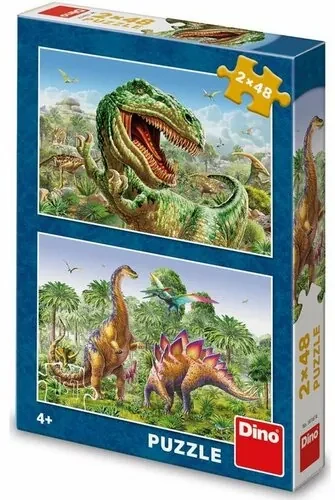 Dino Puzzle Súboj dinosaurov, 2x 48 dielikov