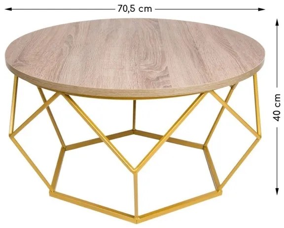 Konferenčný stolík DIAMOND 40x70 cm zlatá/hnedá