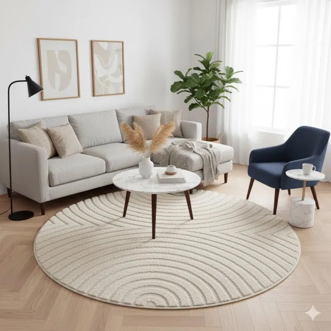 Koberec Modern Art 3D krémový kruh