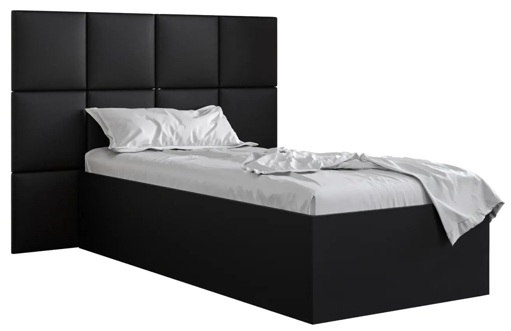 Jednolôžková posteľ s čalúneným čelom 90 cm Brittany 4 (čierna matná + čierna) (s roštom). Vlastná spoľahlivá doprava až k Vám domov. 1046033