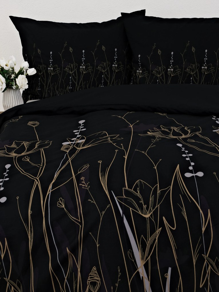 Bavlnené obliečky Renforcé - Aneta čierna 140 × 200 cm, 70 x 90 cm