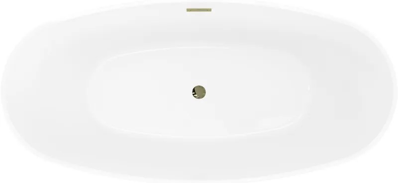 Mexen Olea, voľne stojaca vaňa, vzor, 170 × 80 cm, biela-čierna, zlatý lesklý prepad, 52821708075-50