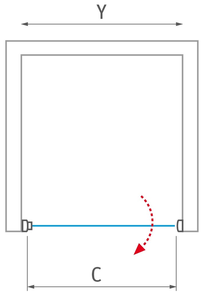 Jednokrídlové sprchové dvere BADEN I na inštaláciu do niky Brillant Sklo TRANSPARENT Univerzální 80 cm