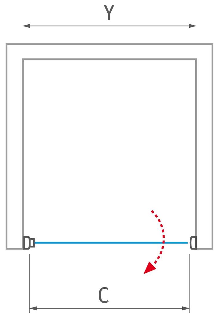 Jednokrídlové sprchové dvere BADEN I na inštaláciu do niky Brillant Sklo TRANSPARENT Univerzální 90 cm