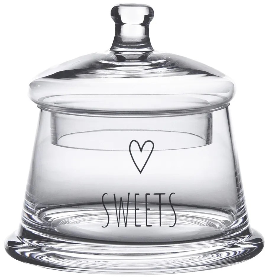 Úložná transparentná nádoba dóza s viečkom a srdiečkom Sweets - Ø 12*13 cm