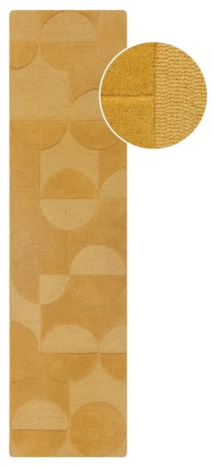 Okrovožltý vlnený koberec behúň 60x230 cm Gigi – Flair Rugs