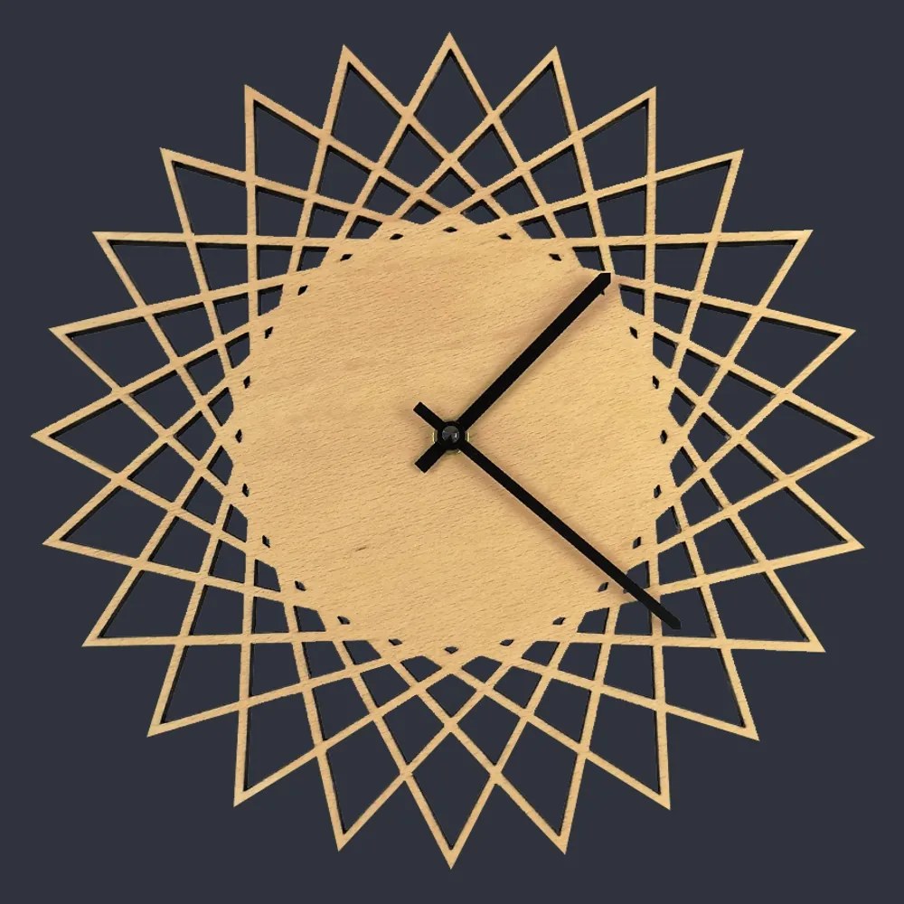 AMADEA Drevené hodiny nástenné v tvare slnka, masívne drevo, priemer 30 cm