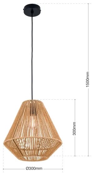 Orion HL 6-1812/1 - Luster na lanku JUNGLE 1xE27/40W/230V pr. 31 cm konope