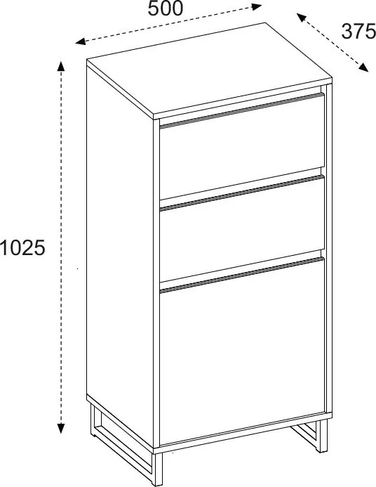 Komoda so šuplíkmi Cologne, 50 cm, antracitová