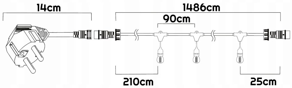 BERGE LED vonkajšia girlanda 15m - 15xLED Atmospheric Fire FLAME