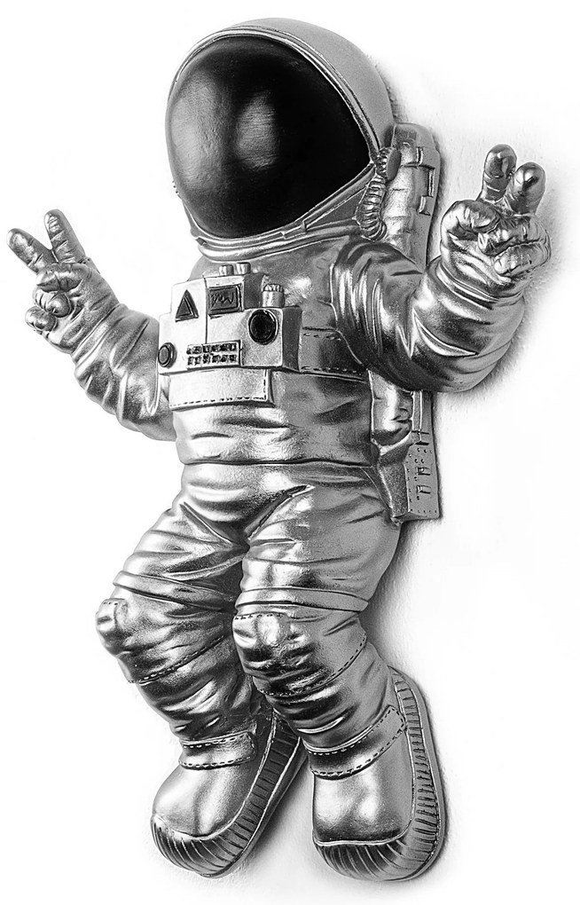 Nástěnná dekorace Astronaut stříbrná/černá