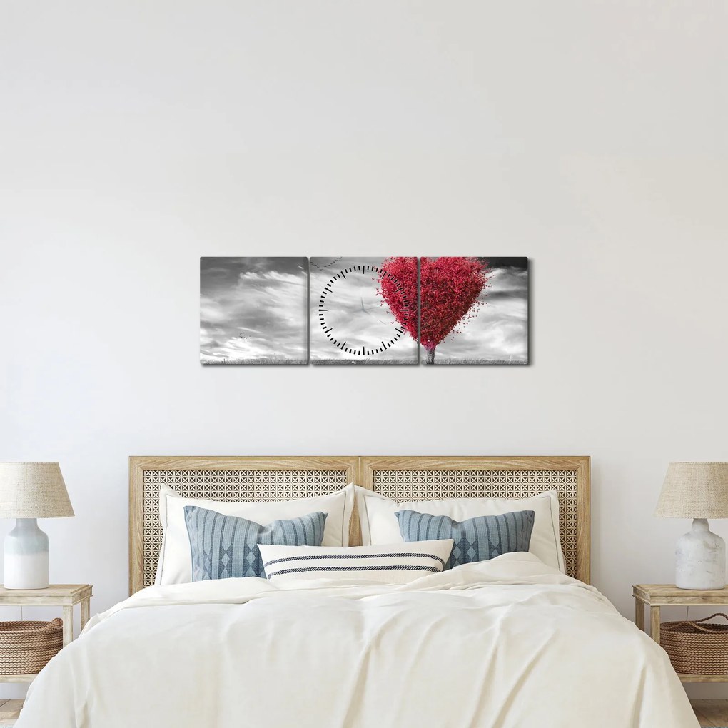 Obraz - Srdce korunou stromu (s hodinami) (90x30 cm)