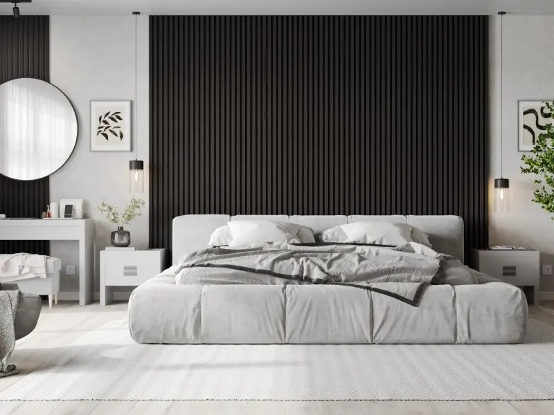 Mexen Lam-F, akustické stenové lamely 275 × 30 cm, plstený podklad 8 mm, technická dyha, eben čierny, S105-275307-3015-023