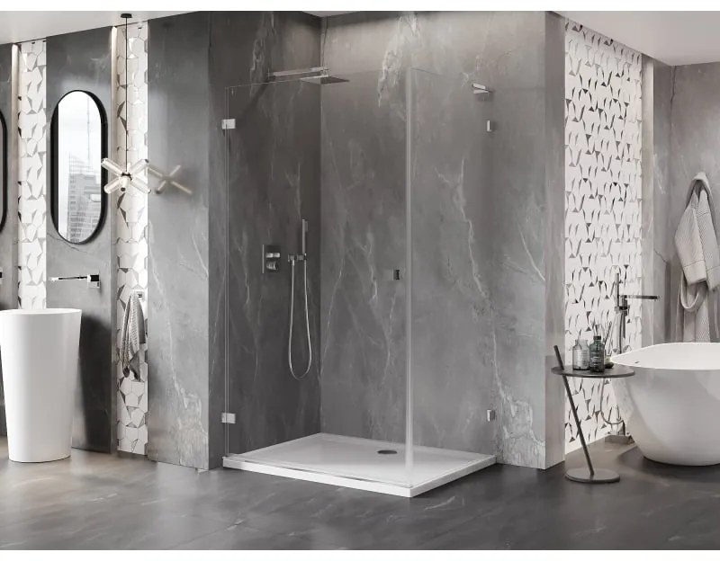 Mexen Lunar-B L, 1-krídlový sprchový kút, ľavý, 90 x 80 cm, 8mm číre sklo, chrómový profil, 832L-090-080-01-00-L