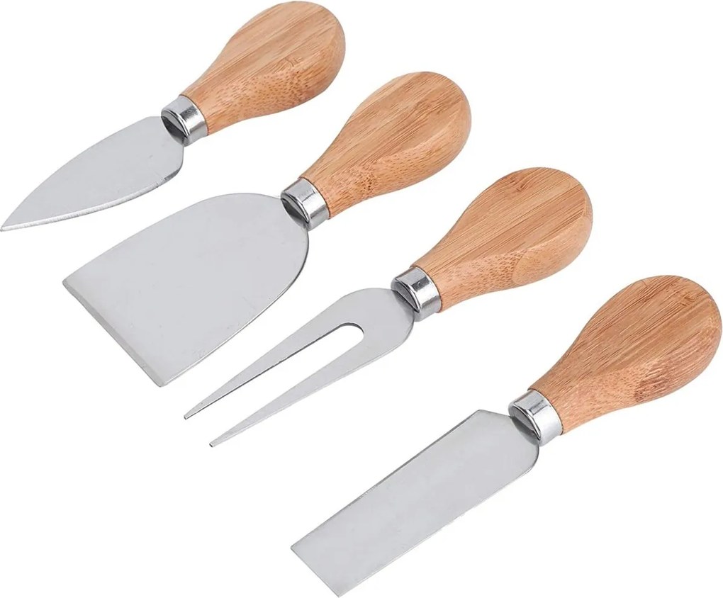 Servírovacia bambusová doska na syry s príslušenstvom ANDRA 25 cm prírodná