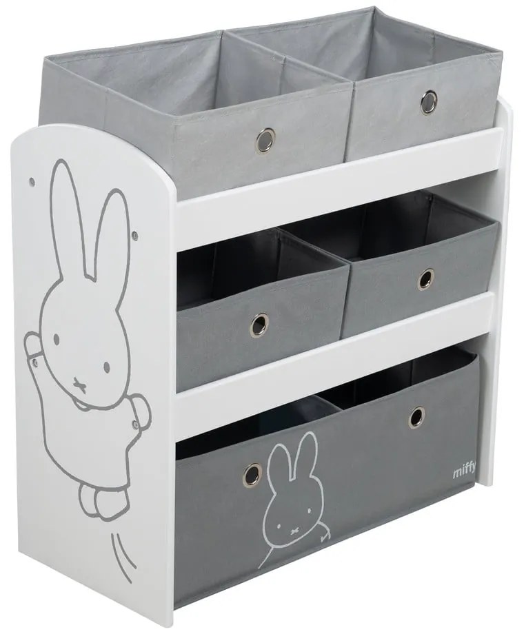Biely/sivý detský organizér na hračky 63,5x29,5x60 cm Miffy – Roba