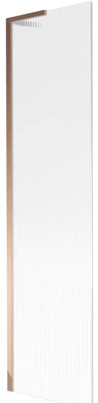 Mexen Next L, 1-krídlová vaňová zástena 50 x 150 cm, 6mm sklo s rebrovým vzorom, ružové zlato profil, 895-050-000-03-09-60