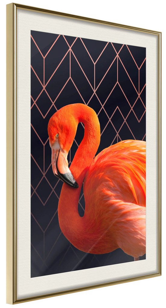 Artgeist Plagát - Flamingo Solo [Poster] Veľkosť: 20x30, Verzia: Zlatý rám