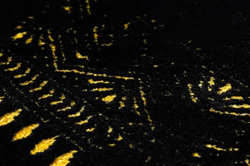 Dywany Łuszczów, Koberec behúň Gloss 408C 86 geometric black/gold, 80x300, čierna, obývacia izba