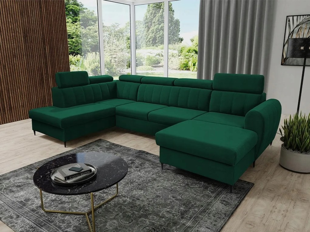 Rohová sedačka U Potazuro XL (zelená) (s úl. priestorom) (p)