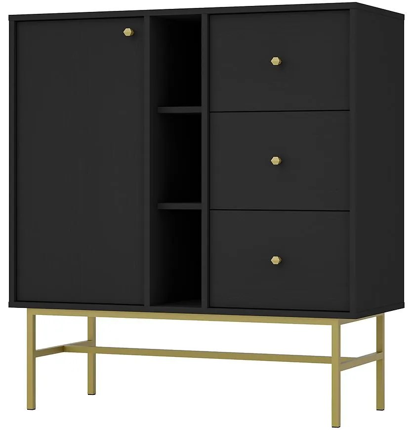 Komoda Tokyo 3  1F 3S čierny grafit 824